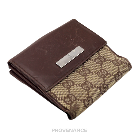 🔴 Gucci Trifold Wallet - GG Canvas Brown - Picture 3 of 11